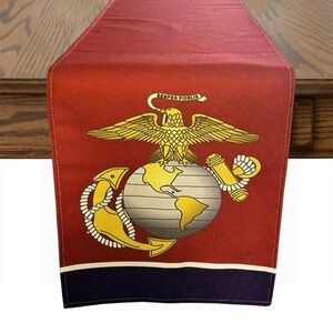 Marine Corp Elegant Red and Gold Table Runner